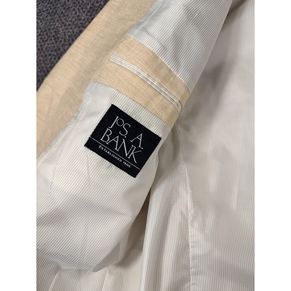 Jos. A. Bank Sport Coat 44 RG Beige Linen Wool Blend Two Button Blazer spring - Picture 2 of 16